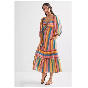 Farm Rio Rainbow Stripe Midi Dress Size Size Large